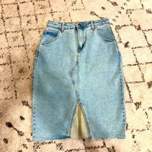 Knee length denim skirt